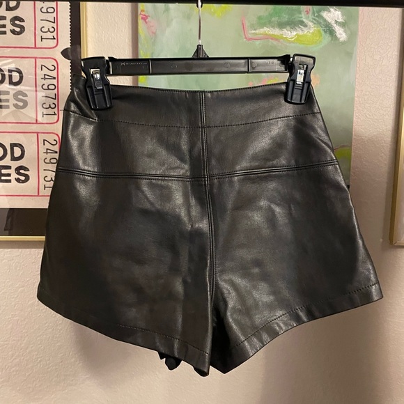 Free People Black Studded Faux Leather Skort - Picture 2 of 5